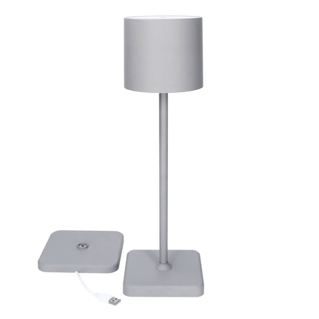 Oplaadbare LED Tafellamp 175 Lumen - Dimbaar - 3 Lichtkleuren - Touch - IP54 - Grijs