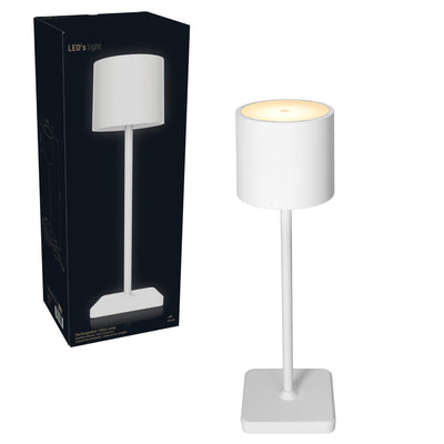 Lampe de table LED rechargeable 175 lumens - Intensité réglable par touche tactile - 3 couleurs de lumière - IP54 - Batterie 10 heures - Blanche