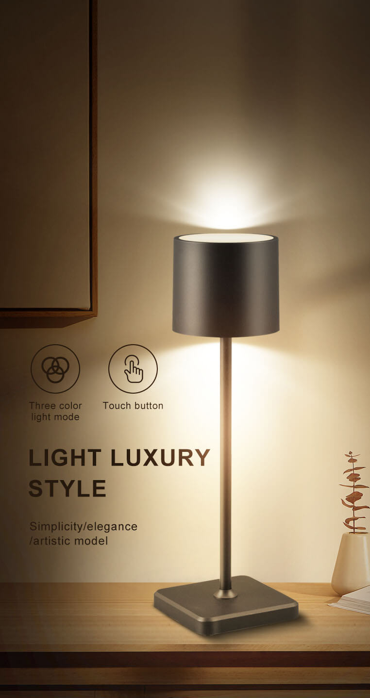 TouchDim wiederaufladbare LED-Tischlampe – Dimmbar durch Berührung – Innen und Außen – Schwarz