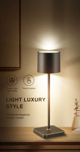 TouchDim wiederaufladbare LED-Tischlampe – Dimmbar durch Berührung – Innen und Außen – Schwarz