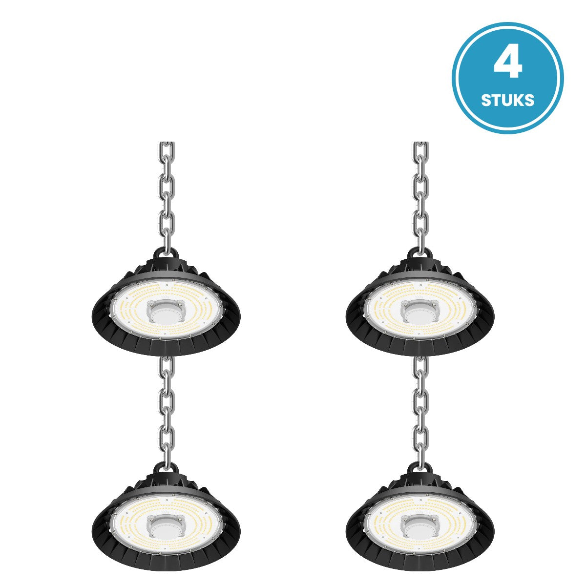 4× UFO LED high bay 200W warmwit 3000K - 4 stuks