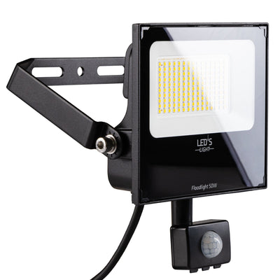 50-W-LED-Flutlicht mit Sensor – 6850 Lumen – Kaltweiß (4000 K) – PIR-Bewegungsmelder – Schutzart IP65 – Schwarz