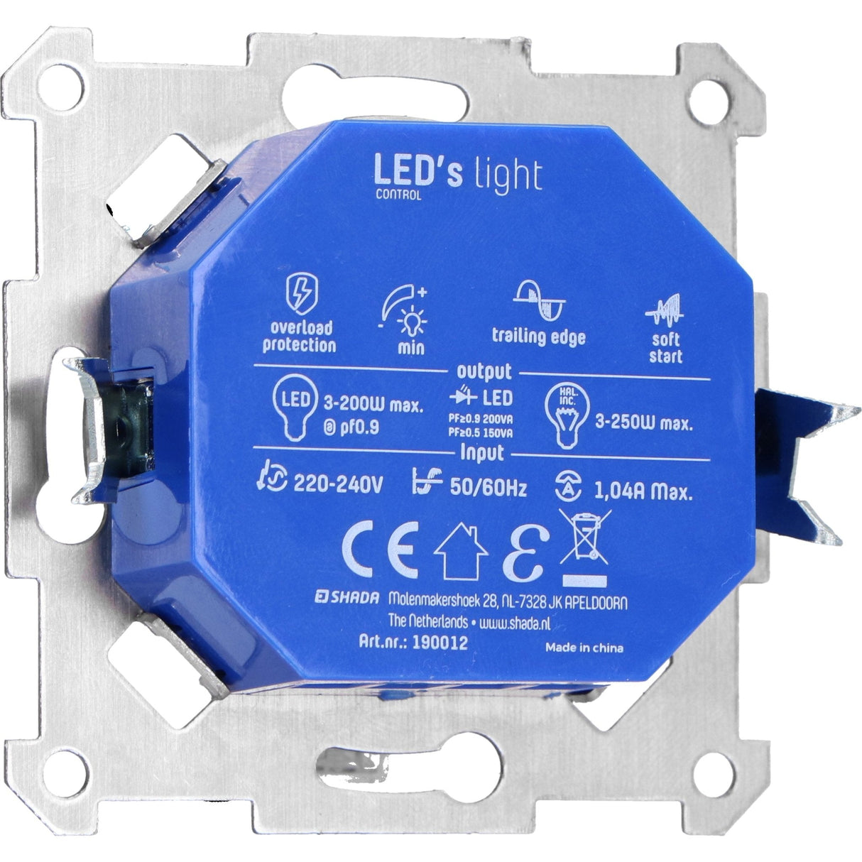 Universal LED rotary dimmer up to 250 watts - Suitable for all dimmable lamps - 2 wires