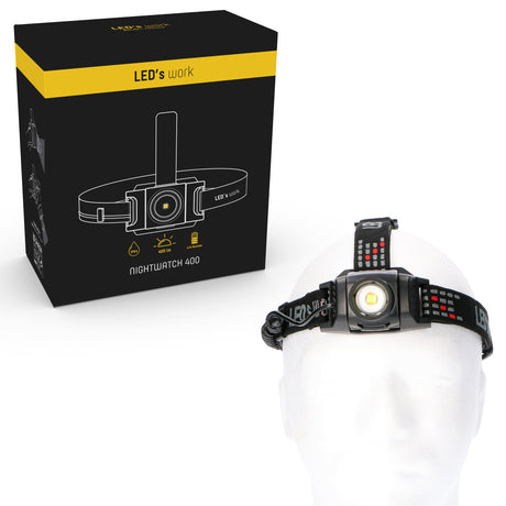 Linterna frontal LED blanco frío 5000 K regulable - 400 lúmenes - IP44 estanca - Función de zoom