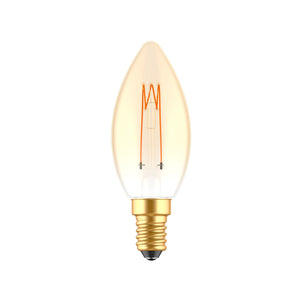 LED Filament Candle Bulb - E14 - Extra Warm White 1800K - 136 Lumen - 2.5W - Dimmable - Gold Glass - 230V