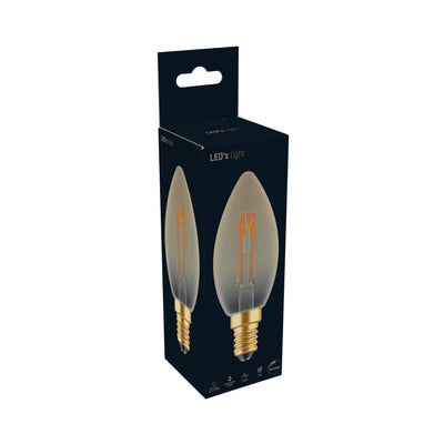 LED Filament Candle Bulb - E14 - Extra Warm White 1800K - 136 Lumen - 2.5W - Dimmable - Gold Glass - 230V