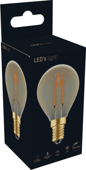 LED-Filamentlampe E14 – 136 Lumen – 2,5 W – Extra warmweiß (1800 K) – Dimmbar – G45-Kugel Gold