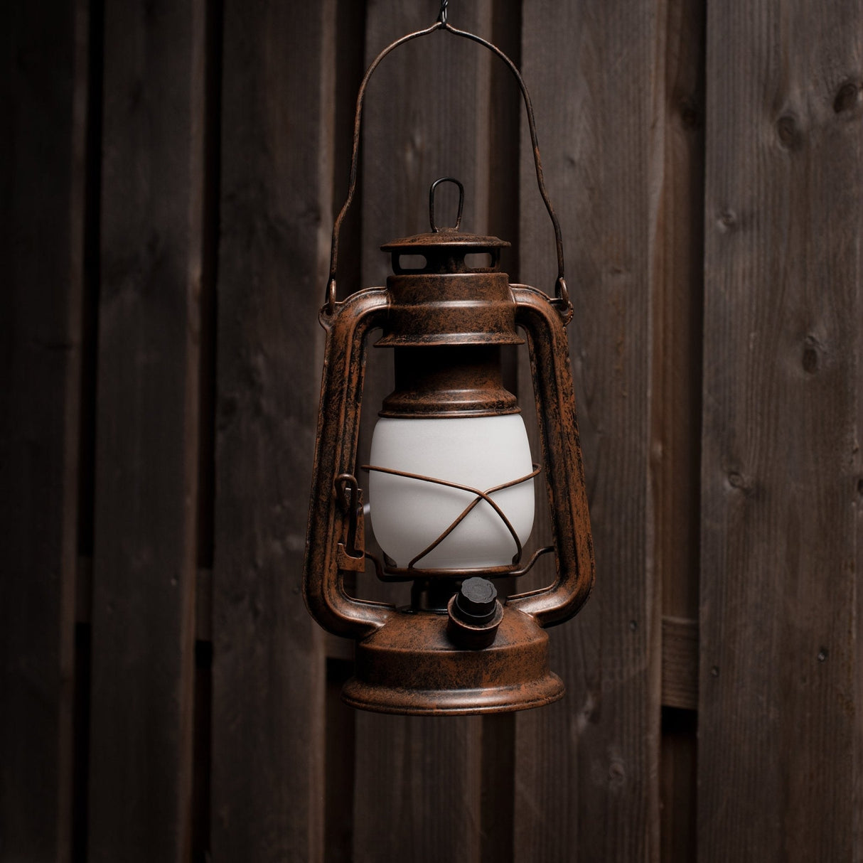 Vintage LED Olielamp op batterijen - Dimbaar - Draadloos - 24 cm - Koper