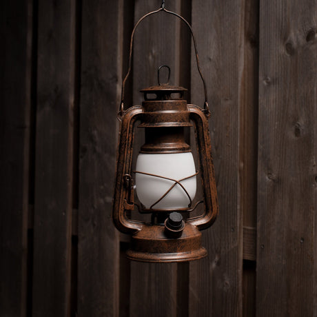 Vintage LED Olielamp op batterijen - Dimbaar - Draadloos - 24 cm - Koper