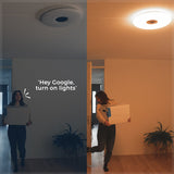 VoiceControl LED Ceiling Light 50 cm with Google Nest &amp; Amazon Echo Dot Holder - Controllable with App
