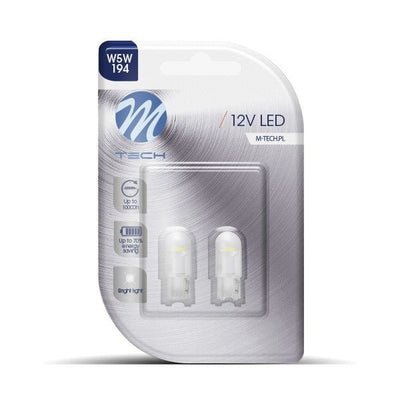 W5W car bulbs, 2 pieces | LED T10 white - 194 - 0.24 Watt - 6500K - 12V DC - LEDPLANET.NL