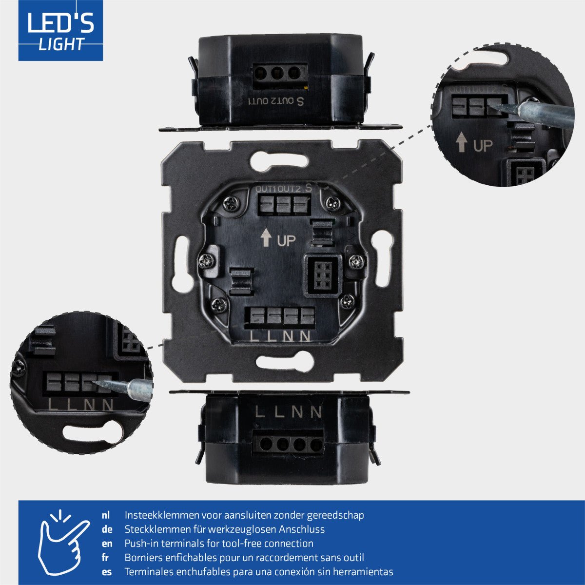 Wandschalter mit Bewegungsmelder – 55 x 55 mm Unterputzmontage – LED-kompatibel – Weiß