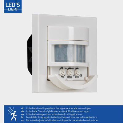 Interruttore da parete con sensore di movimento - 55 x 55 mm da incasso - Compatibile con LED - Bianco