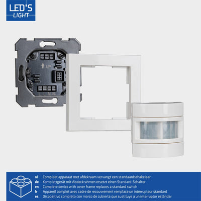 Interruttore da parete con sensore di movimento - 55 x 55 mm da incasso - Compatibile con LED - Bianco