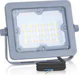 Außenleuchte grau | LED-Bauleuchte 20W=180W Strahler | Tageslichtweiß 6500K - 90° Lichtwinkel | wasserdicht IP65