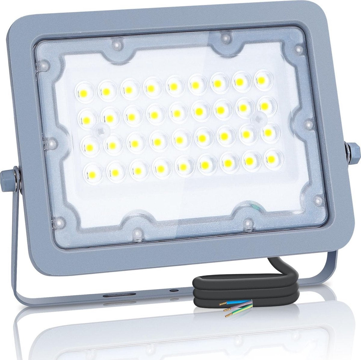 Buitenlamp grijs | LED bouwlamp 30W=270W schijnwerper | daglichtwit 6500K - 90° lichthoek | waterdicht IP65