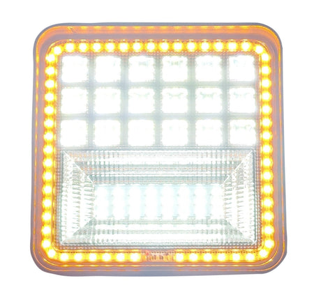 Werklicht + knipperlicht vierkant | LED verstraler 42x3=126W | 10 - 60 Volt | 6000K + oranje| IP67 - LEDPLANET.NL