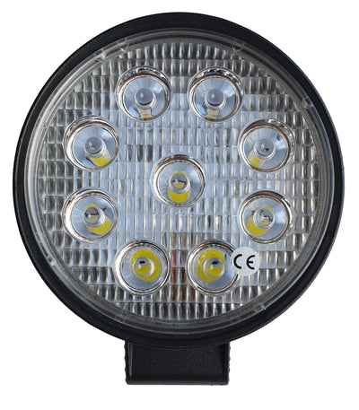 Werklicht rond, LED verstraler 9x3 = 27W, 10-30 Volt, 6000K, IP67